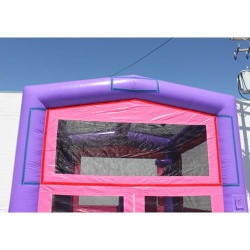 pink20module202 1759723780 Pink castle bounce house with tables and chairs