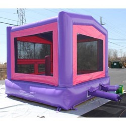 pink20module204 1759723780 Pink castle bounce house with tables and chairs