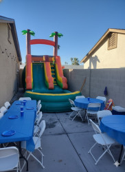 waterslide20or20ball20pit20with20table20and20chairs20pack 1 Waterslide or Ball Pit with a bounce house with Table and Chairs Package
